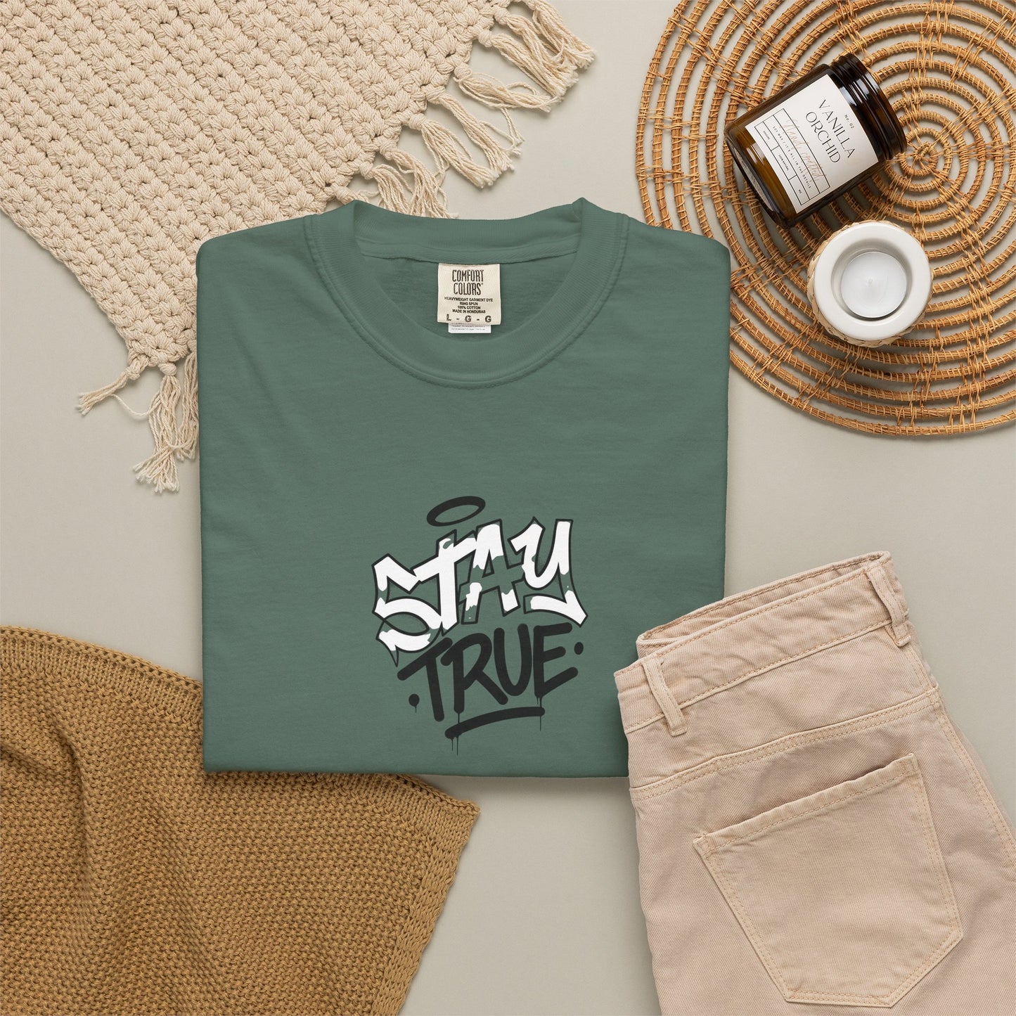 T-Shirt — 'Stay True' Graffiti Skate Tee with 'Fuck the System' Back Accent
