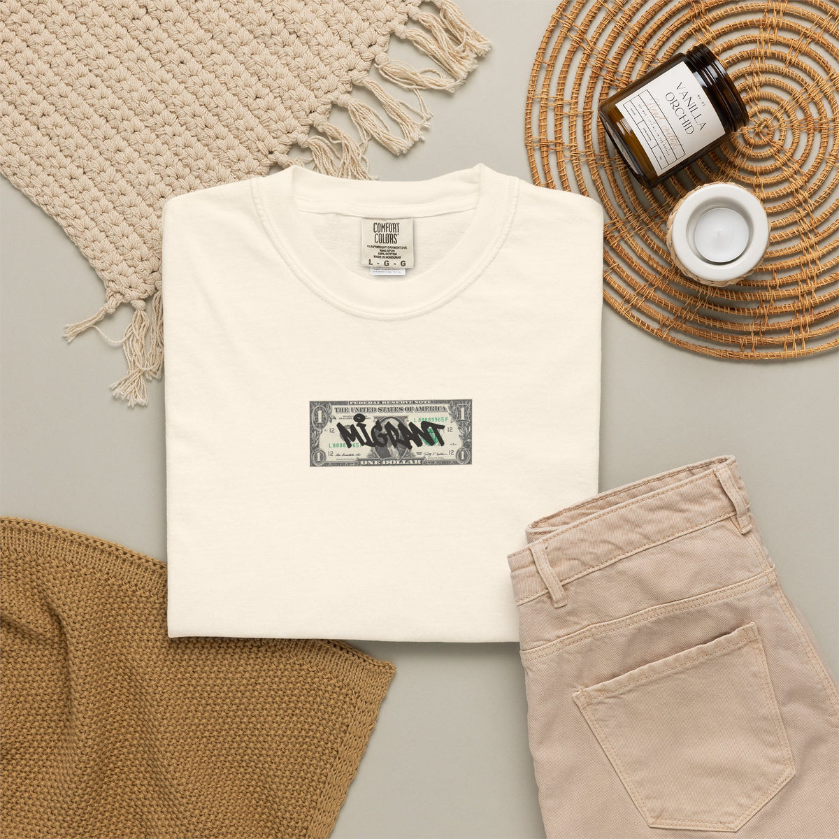 Photo Backprint T‑Shirt — Urban Graffiti 'Across the Skies Not Real' Streetwear