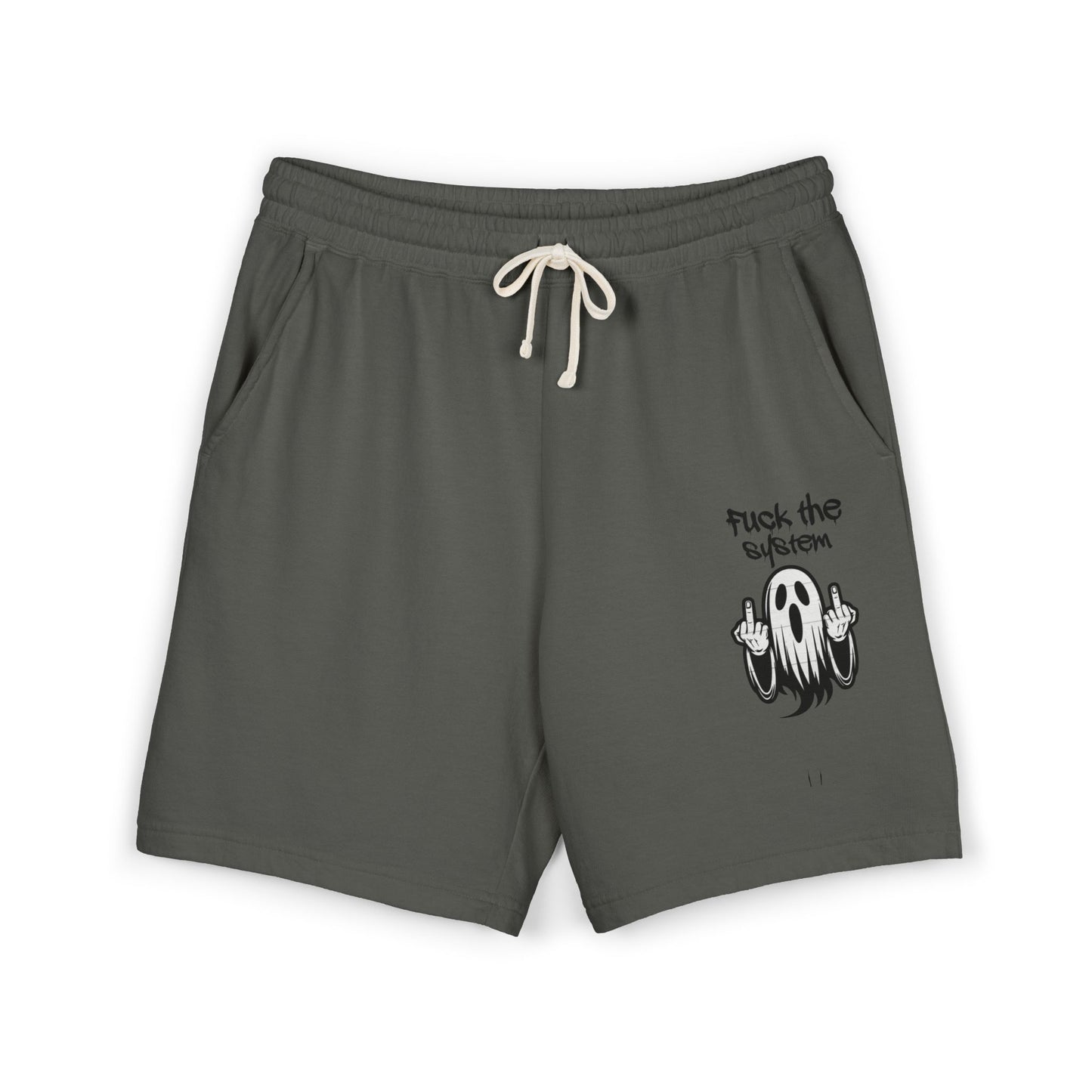 Fleece Shorts — 'Fuck the System' Ghost Graphic Sweat Shorts