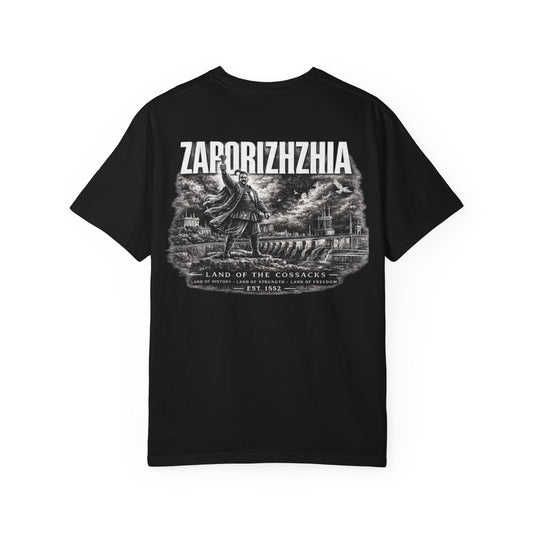 Zaporizhzhia Landmark T-Shirt — 'Land of the Cossacks' Graphic Tee