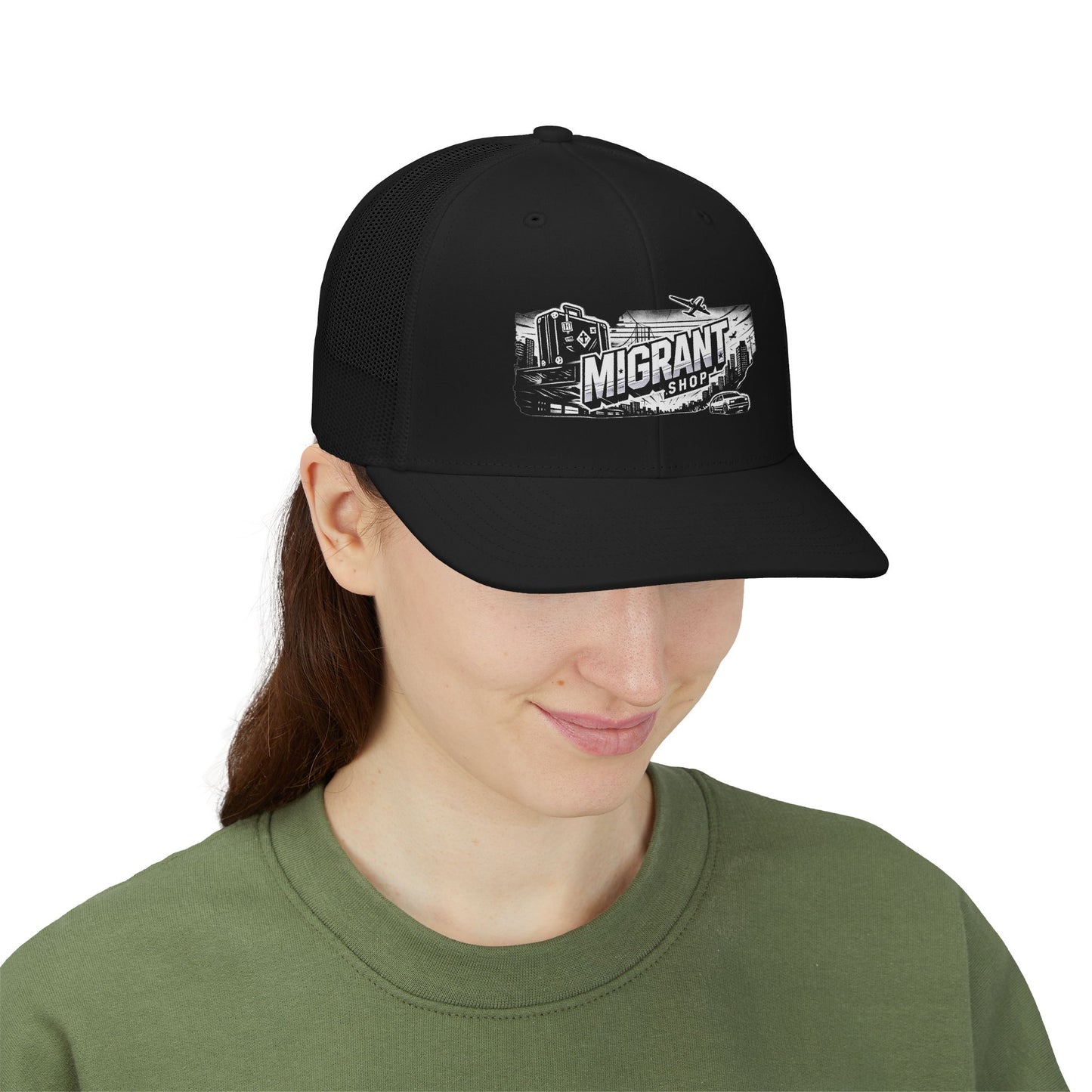 Trucker Cap — 'Migrant Shop' Vintage Travel Logo Snapback