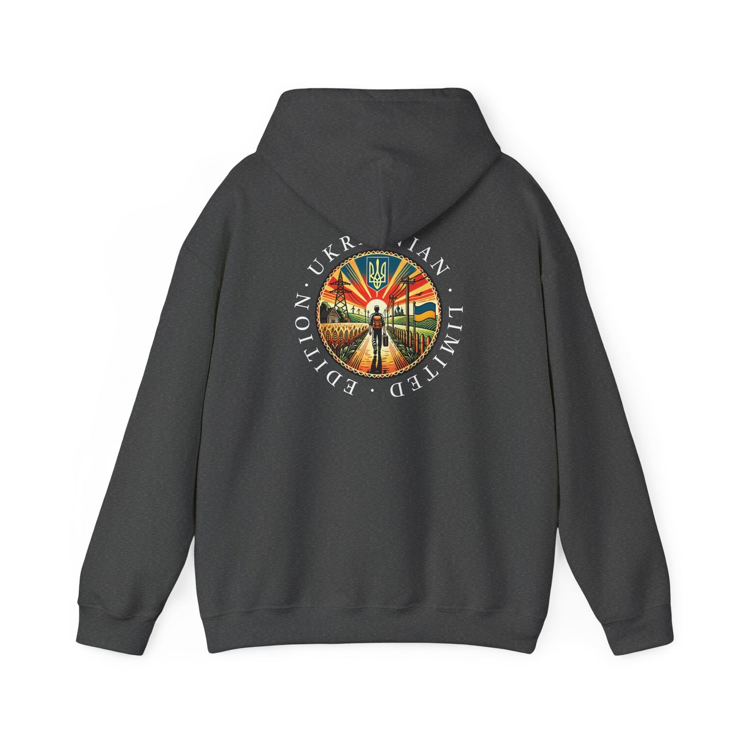 Ukraine Limited Edition Hoodie — Ukrainian Emblem Retro Sunset Design