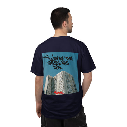 Photo Backprint T‑Shirt — Urban Graffiti 'Across the Skies Not Real' Streetwear