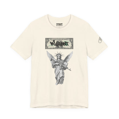 Statue of Liberty Angel Tee — 'MIGRANTS' Dollar Graphic Short Sleeve