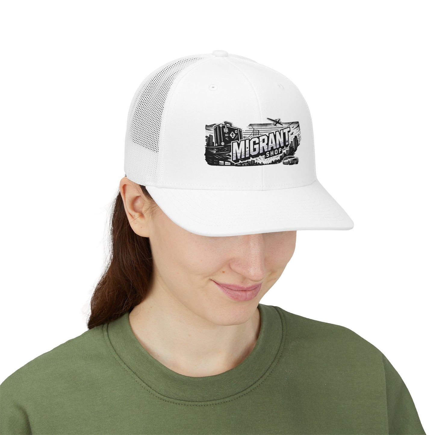 Trucker Cap — 'Migrant Shop' Vintage Travel Logo Snapback