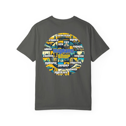 Ukraine Cities Circle T-Shirt — Patriotic Map Design