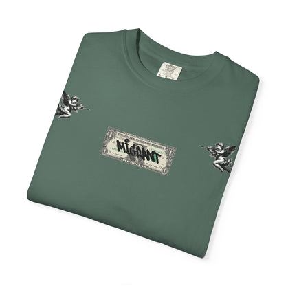 Graphic T‑Shirt — Vintage Photo Back with Red Graffiti "Religion Divides Us"