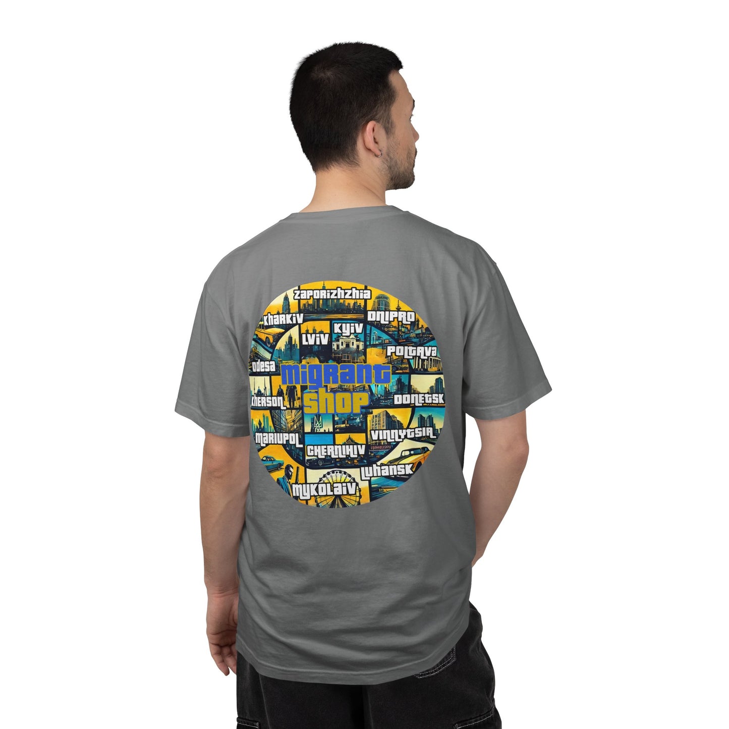 Ukraine Cities Circle T-Shirt — Patriotic Map Design