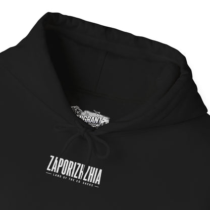 Zaporizhzhia Hoodie – Vintage Cityscape War Relief Design