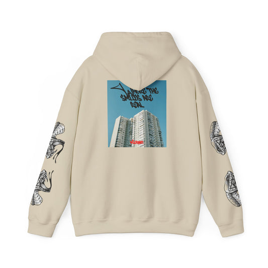 Urban Photo Hoodie — 'Skyscrapers Save No Soul' Graphic Streetwear