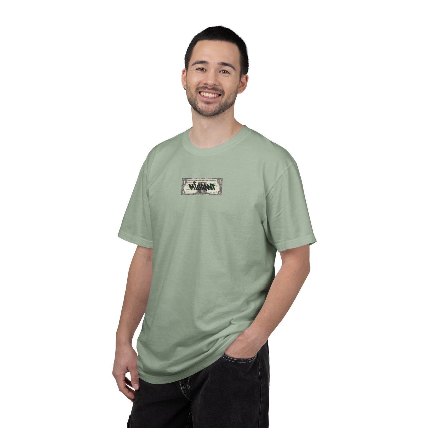 Photo Backprint T‑Shirt — Urban Graffiti 'Across the Skies Not Real' Streetwear