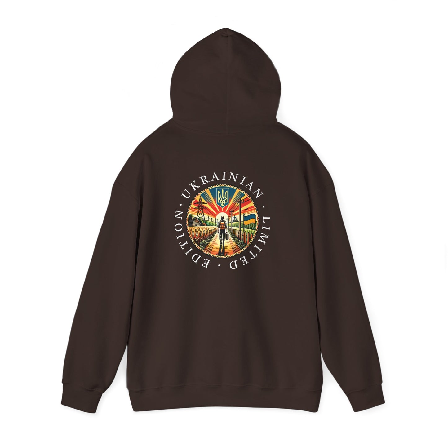 Ukraine Limited Edition Hoodie — Ukrainian Emblem Retro Sunset Design