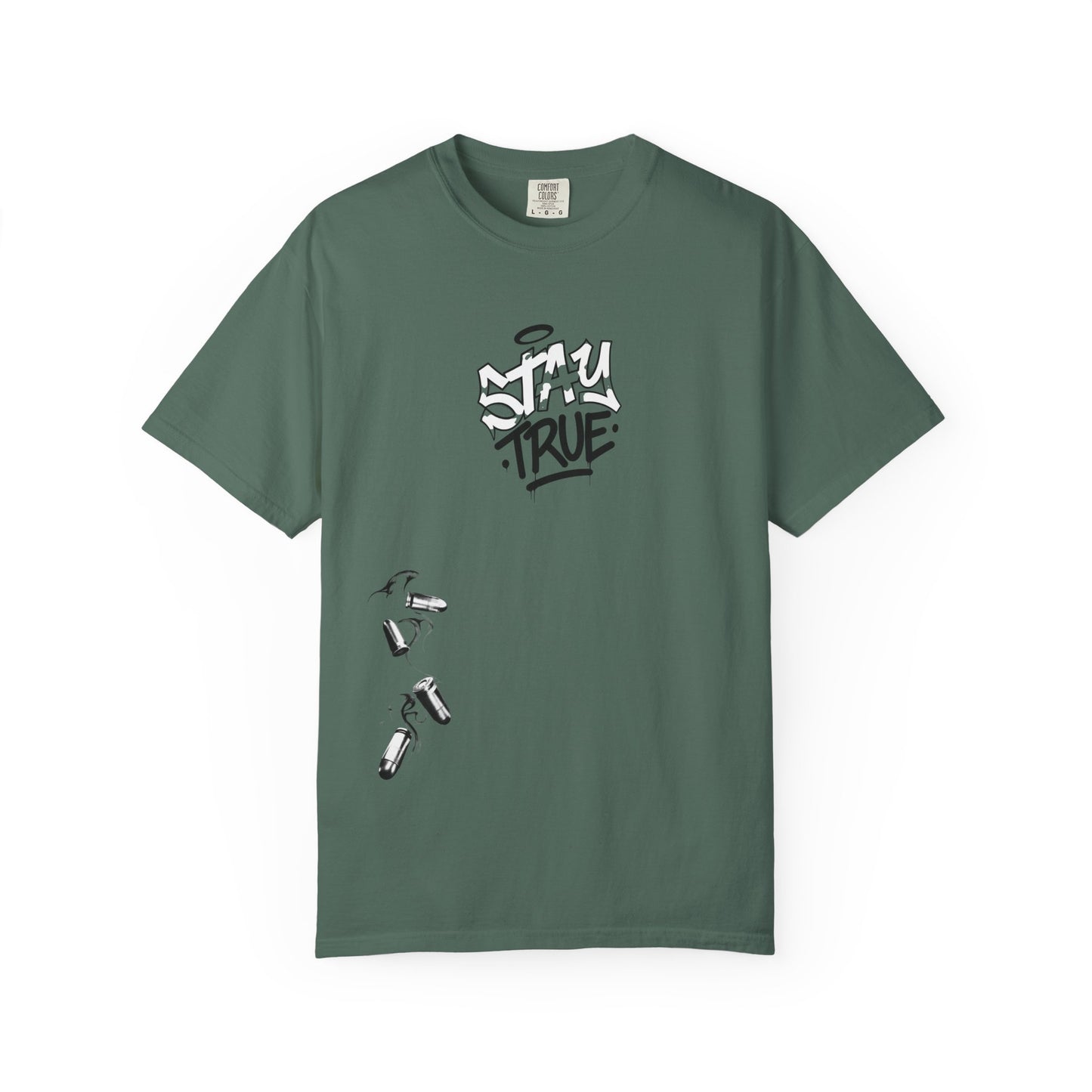 T-Shirt — 'Stay True' Graffiti Skate Tee with 'Fuck the System' Back Accent