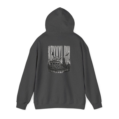 Hoodie — "Kryvyi Rih" Memorial Black Pullover with Cityscape Back Print