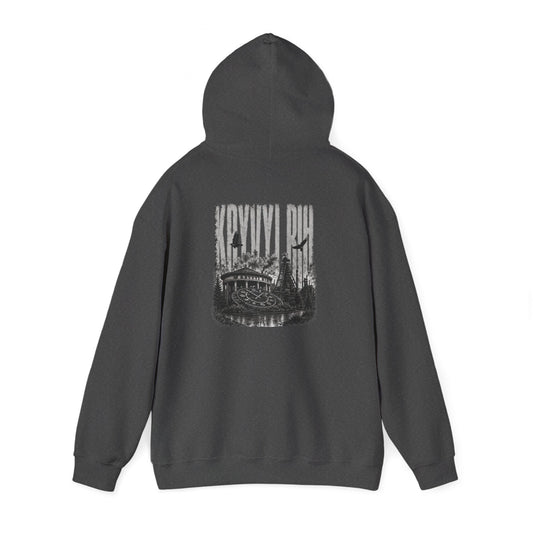 Hoodie — "Kryvyi Rih" Memorial Black Pullover with Cityscape Back Print