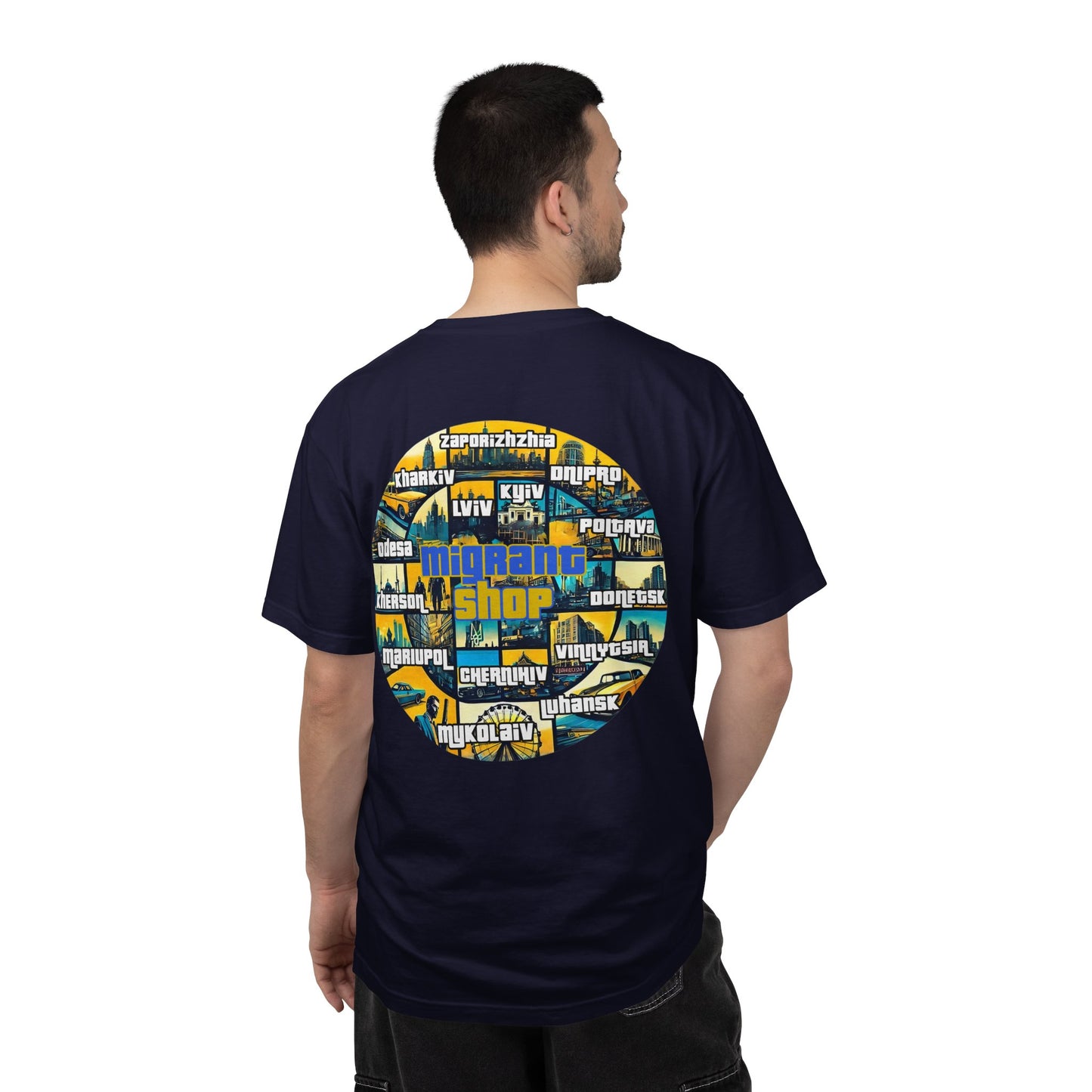 Ukraine Cities Circle T-Shirt — Patriotic Map Design