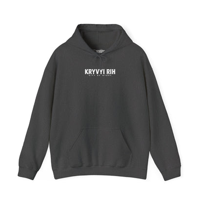 Hoodie — "Kryvyi Rih" Memorial Black Pullover with Cityscape Back Print