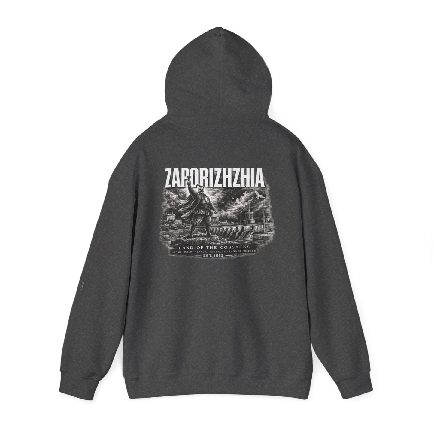Zaporizhzhia Hoodie – Vintage Cityscape War Relief Design