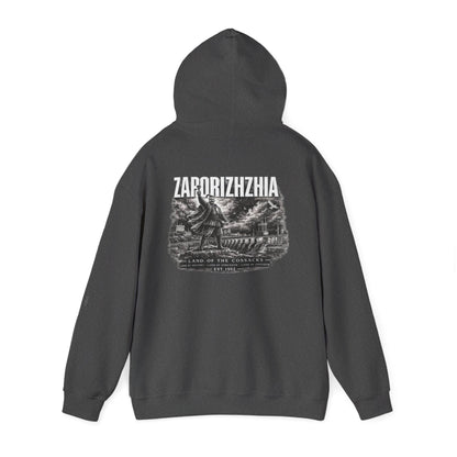 Zaporizhzhia Hoodie – Vintage Cityscape War Relief Design