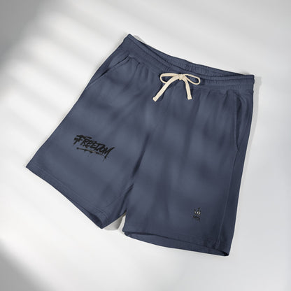 Fleece Sweat Shorts — Garment-Dyed Lightweight Lounge Shorts with 'Freedom' Graphic