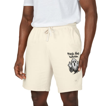 Fleece Shorts — 'Fuck the System' Ghost Graphic Sweat Shorts