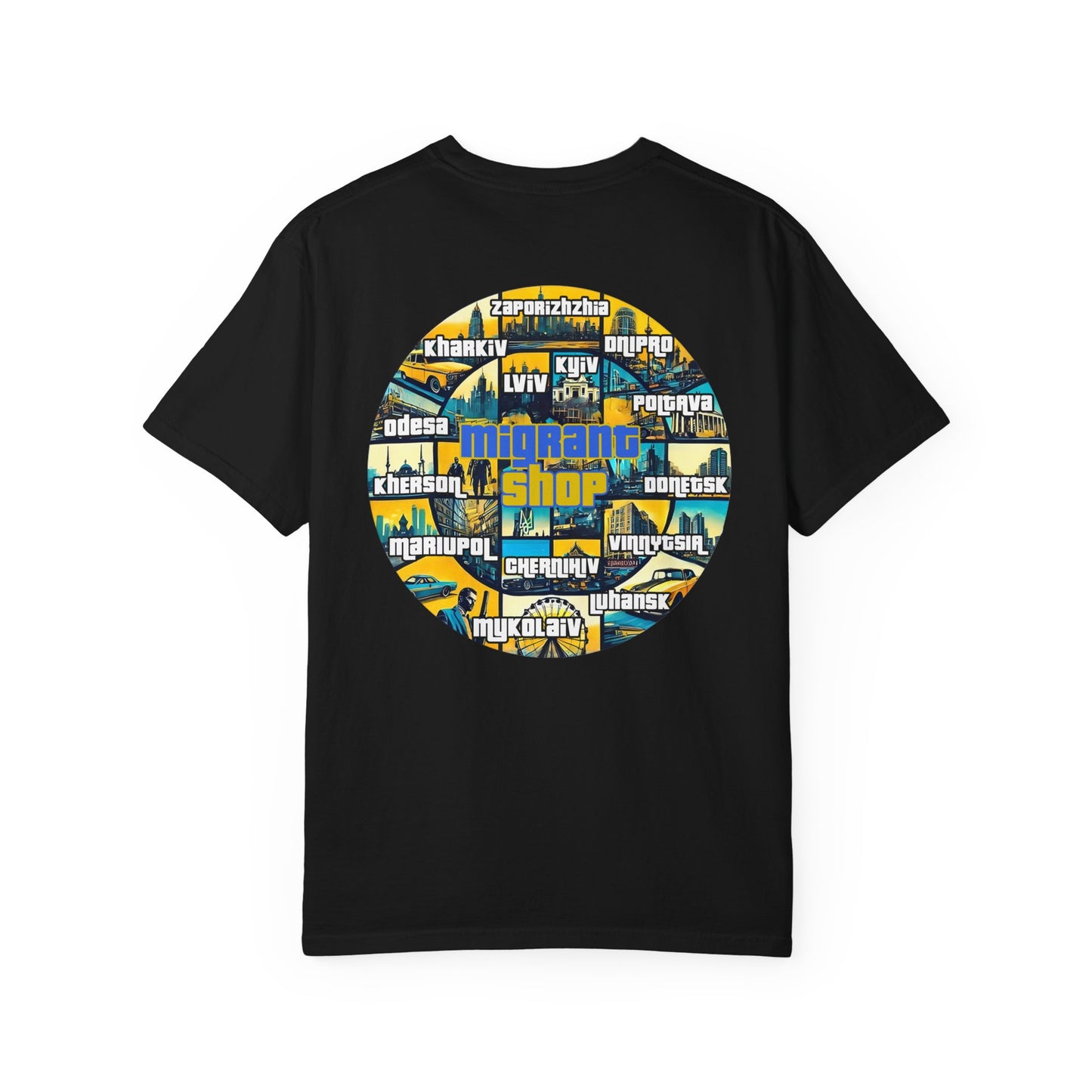 Ukraine Cities Circle T-Shirt — Patriotic Map Design