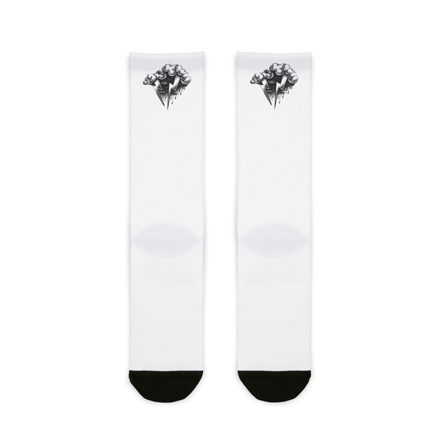 Edgy Sublimation Crew Socks — Black Fist & 'F*** You' Middle Finger Graphic