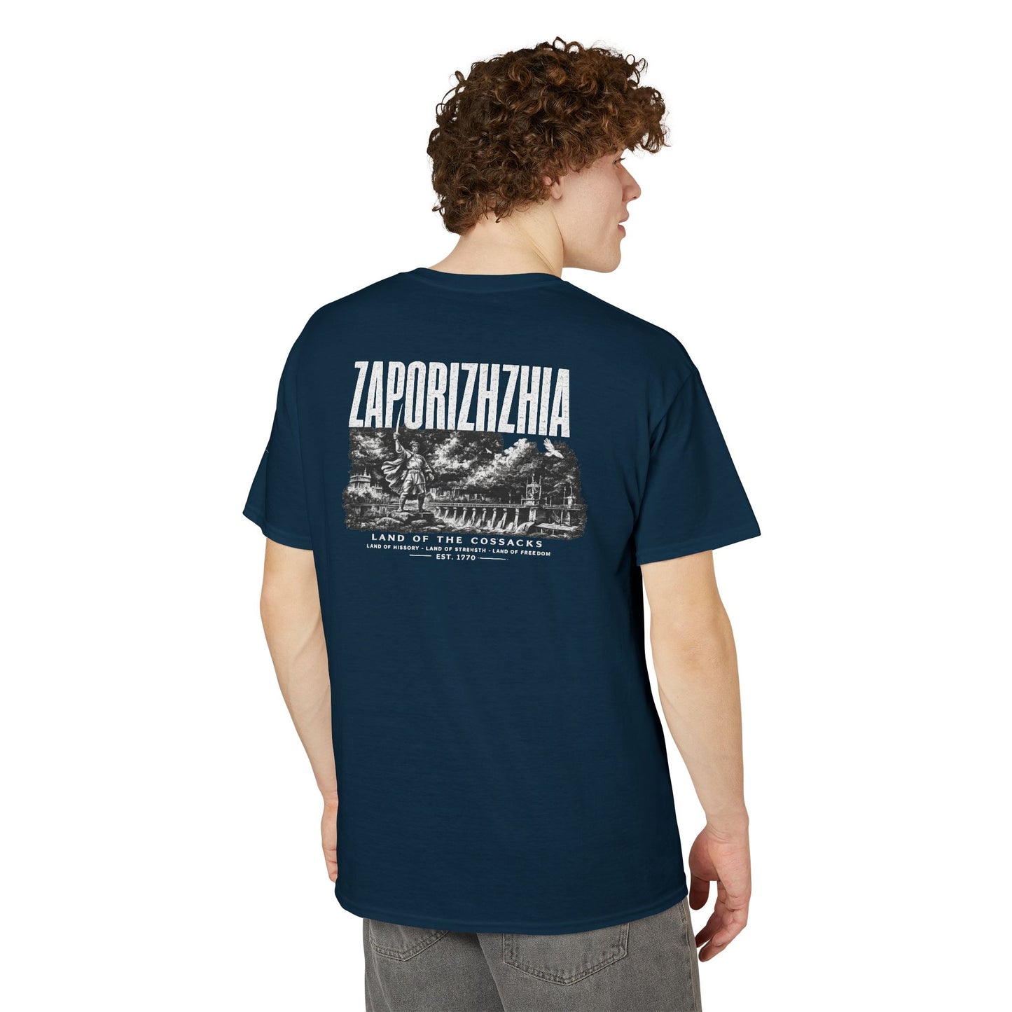 Zaporizhzhia Graphic T-Shirt — "Land of the Cossacks" Vintage Storm Design