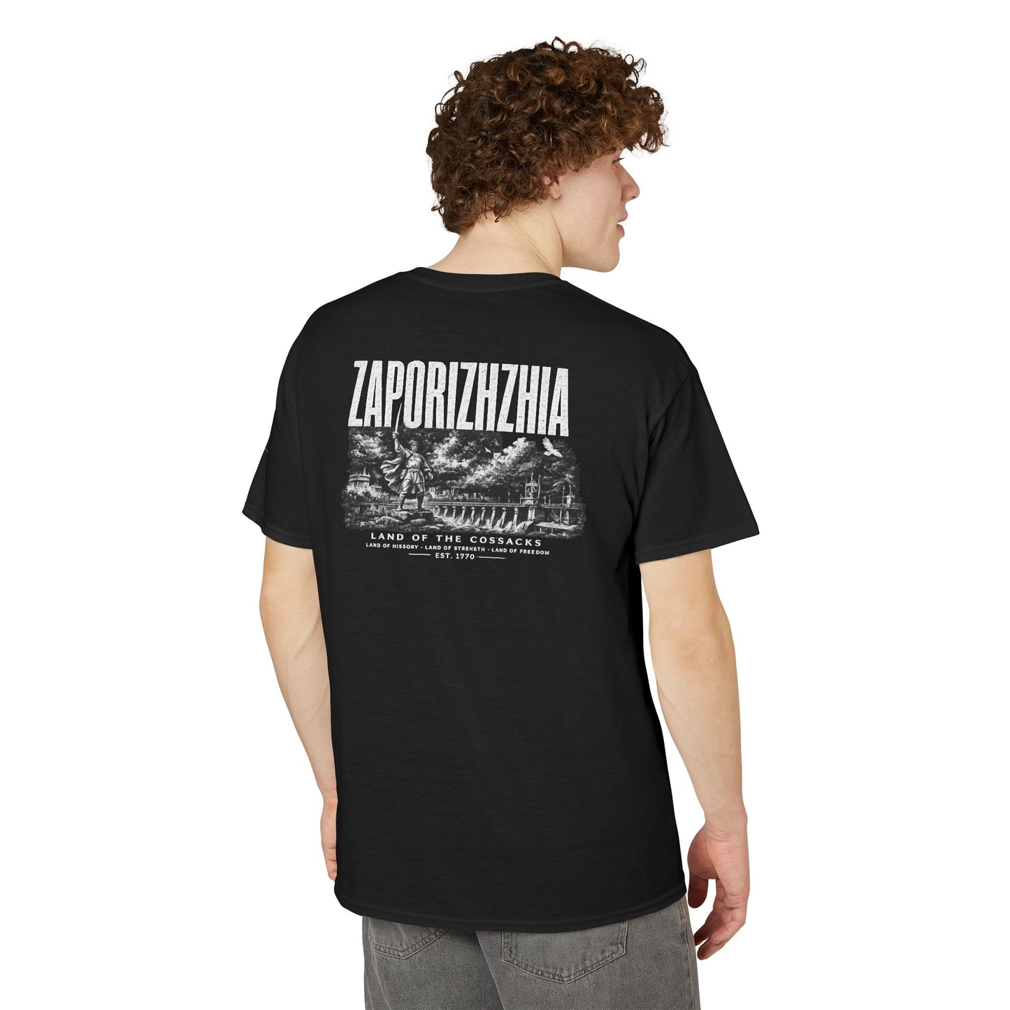 Zaporizhzhia Graphic T-Shirt — "Land of the Cossacks" Vintage Storm Design