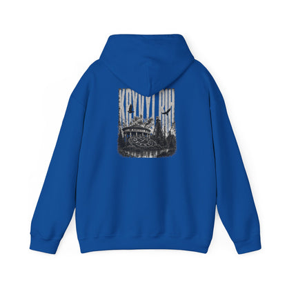 Hoodie — "Kryvyi Rih" Memorial Black Pullover with Cityscape Back Print
