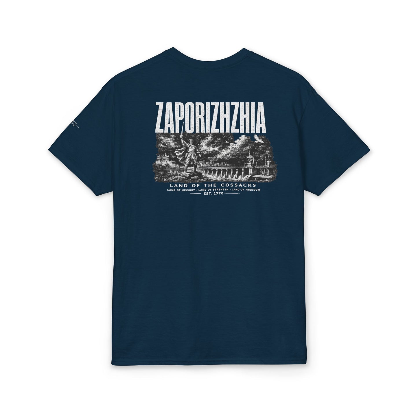 Zaporizhzhia Graphic T-Shirt — "Land of the Cossacks" Vintage Storm Design