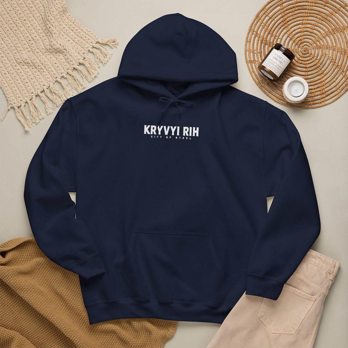 Hoodie — "Kryvyi Rih" Memorial Black Pullover with Cityscape Back Print