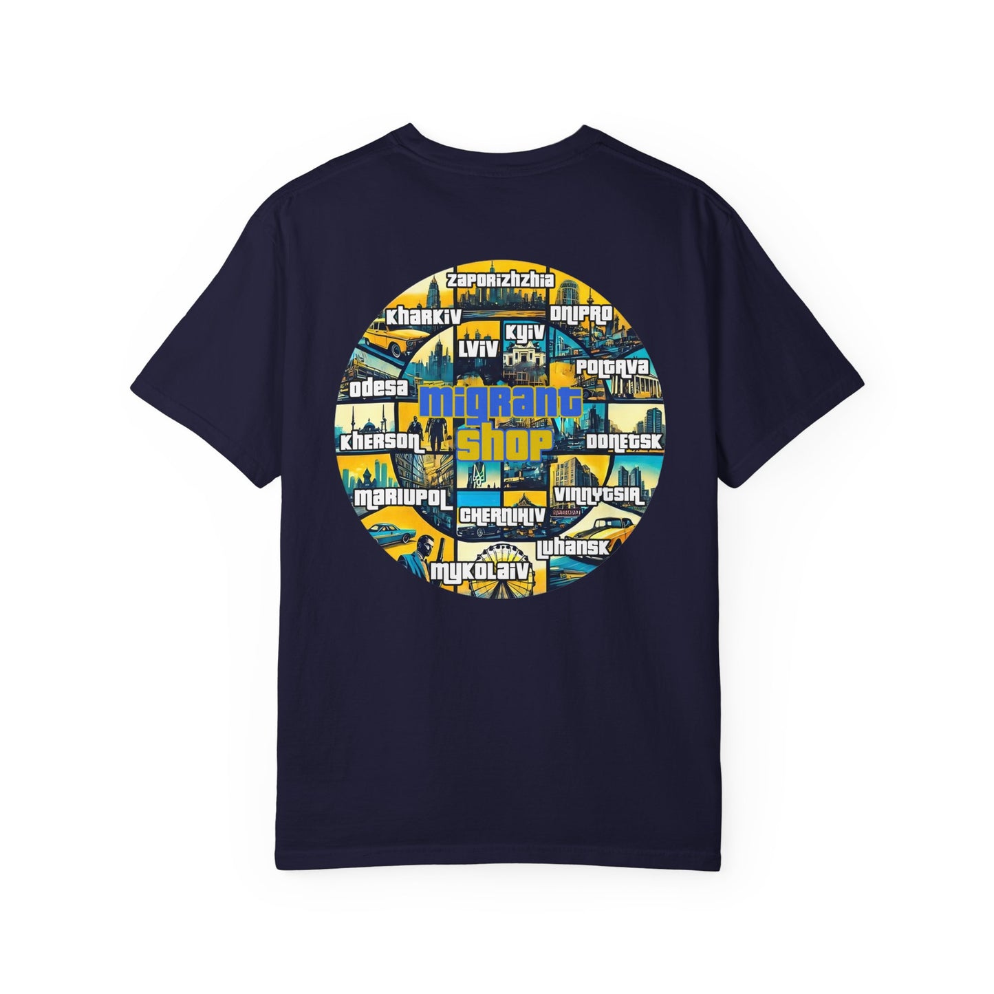 Ukraine Cities Circle T-Shirt — Patriotic Map Design