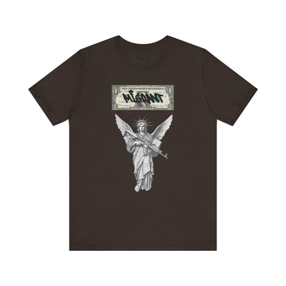 Statue of Liberty Angel Tee — 'MIGRANTS' Dollar Graphic Short Sleeve