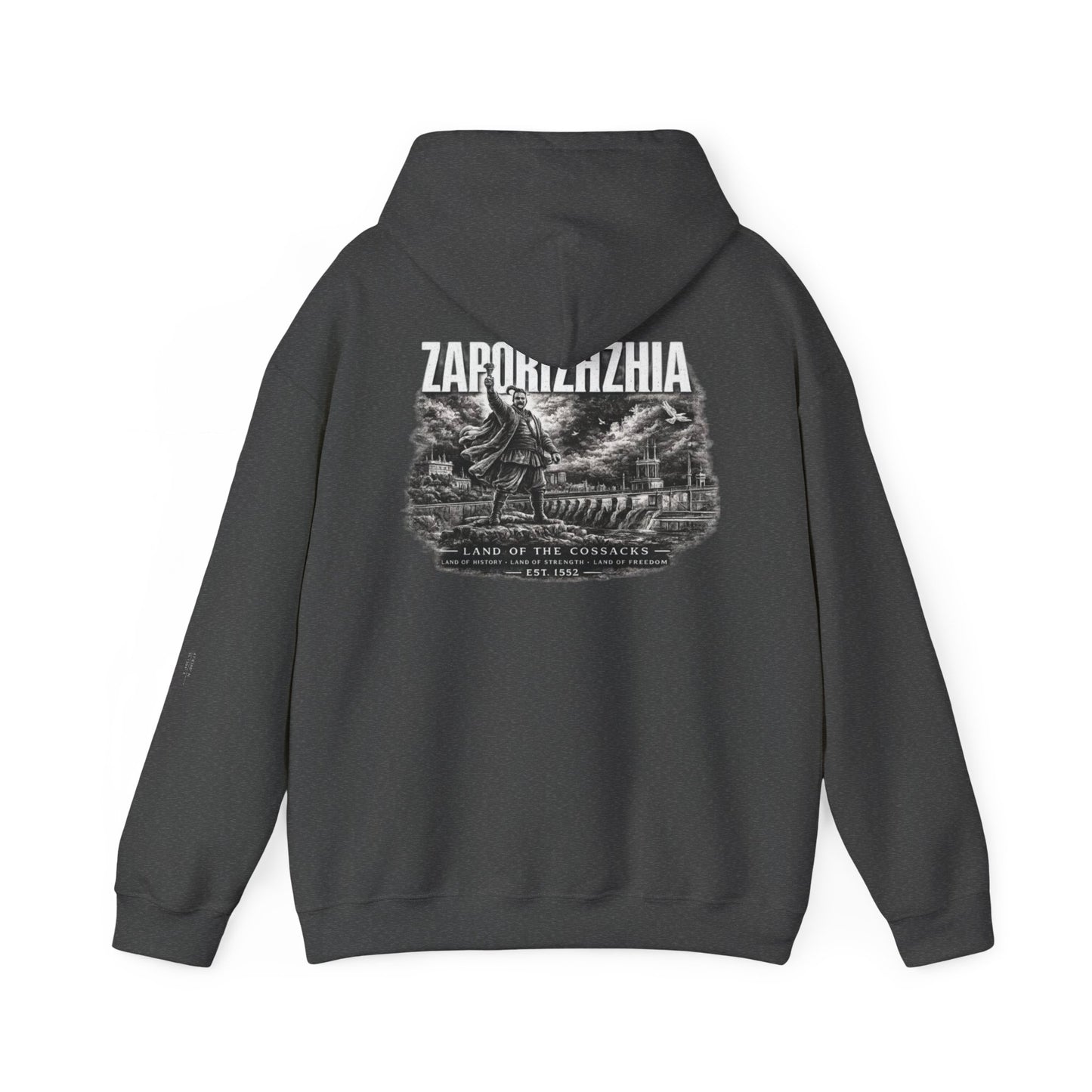 Zaporizhzhia Hoodie – Vintage Cityscape War Relief Design