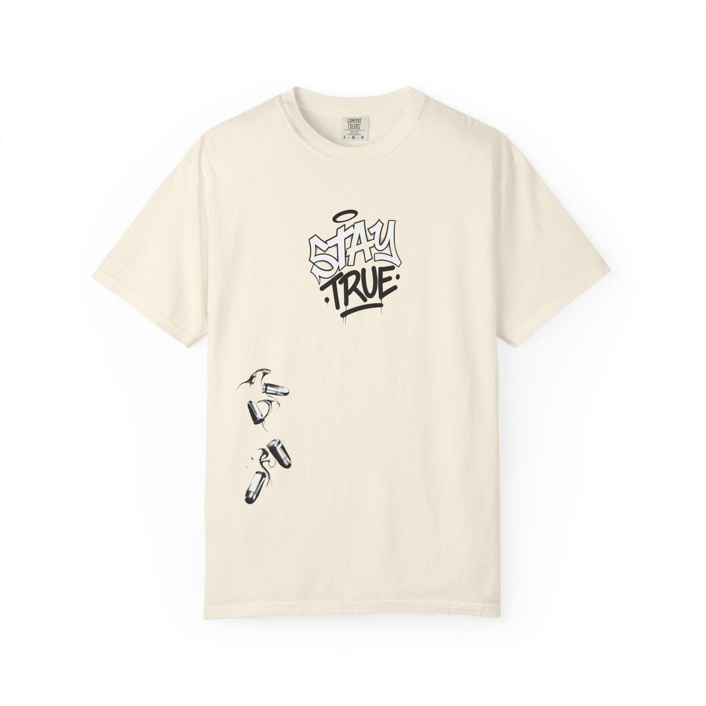 T-Shirt — 'Stay True' Graffiti Skate Tee with 'Fuck the System' Back Accent