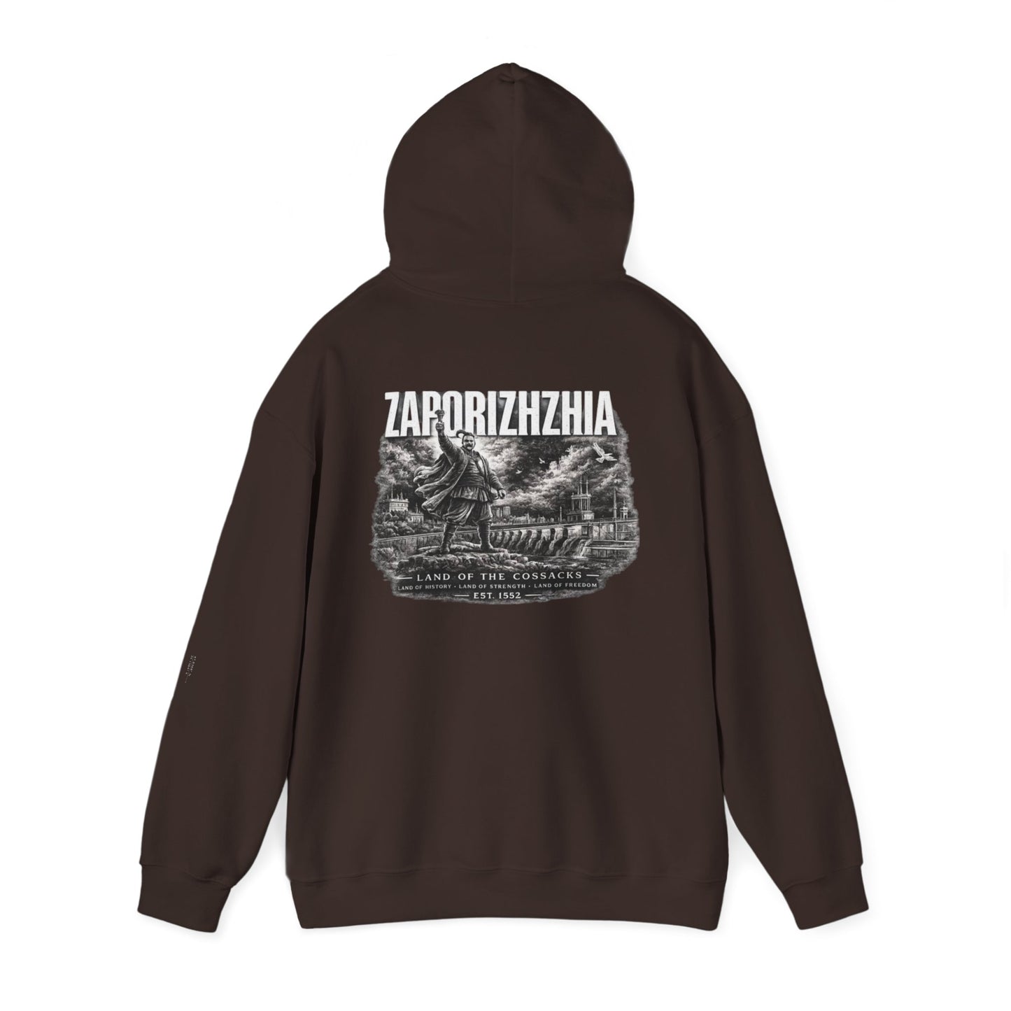 Zaporizhzhia Hoodie – Vintage Cityscape War Relief Design