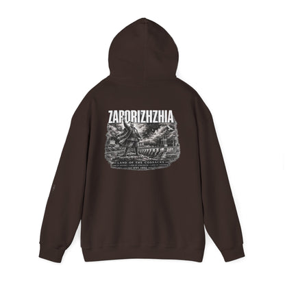 Zaporizhzhia Hoodie – Vintage Cityscape War Relief Design