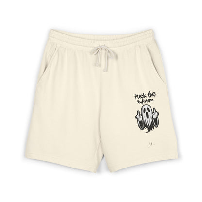 Fleece Shorts — 'Fuck the System' Ghost Graphic Sweat Shorts
