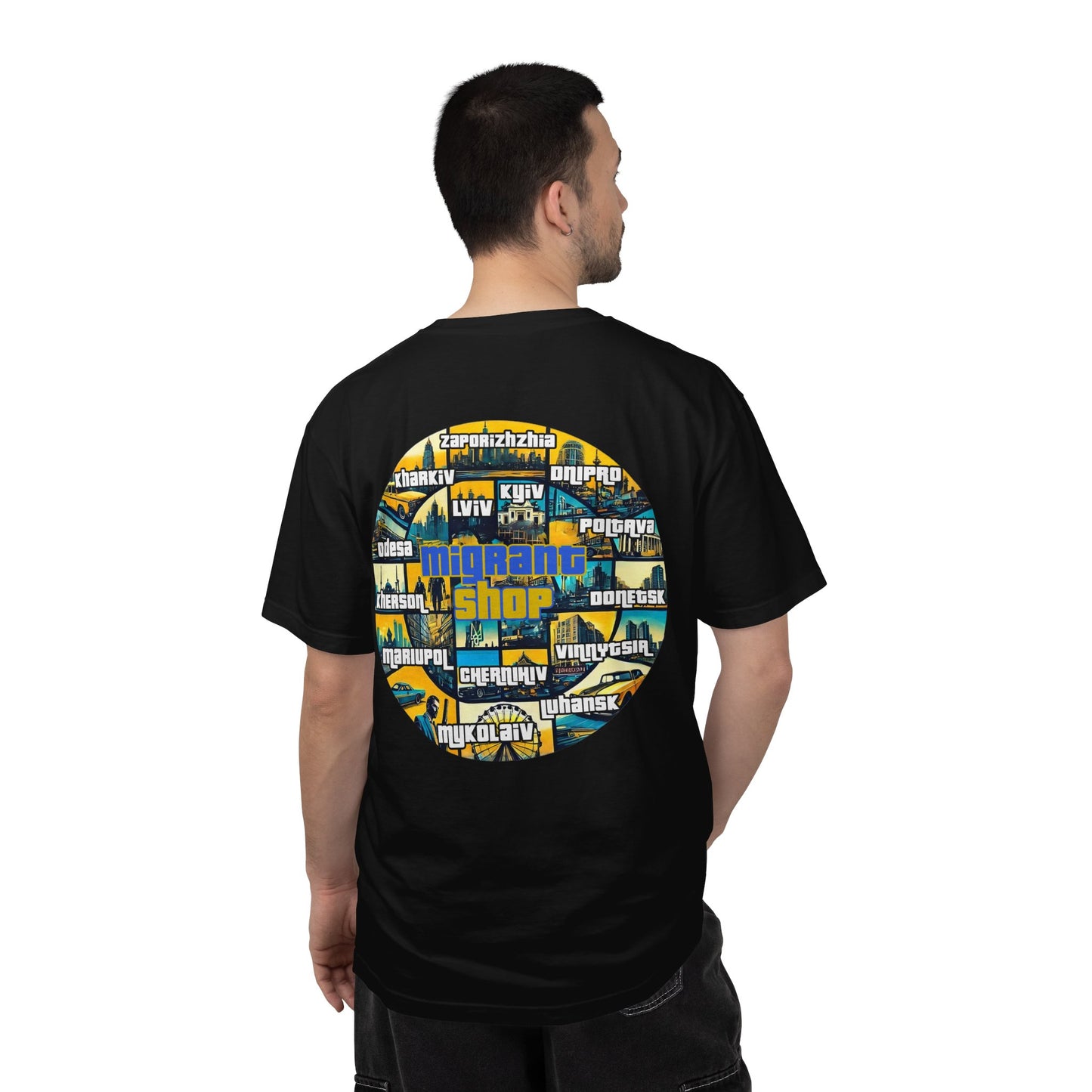 Ukraine Cities Circle T-Shirt — Patriotic Map Design