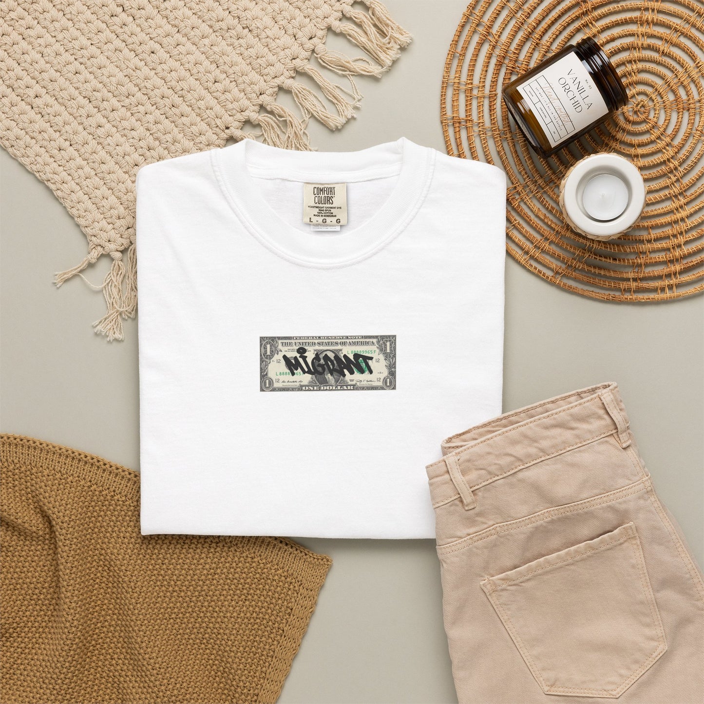 Photo Backprint T‑Shirt — Urban Graffiti 'Across the Skies Not Real' Streetwear