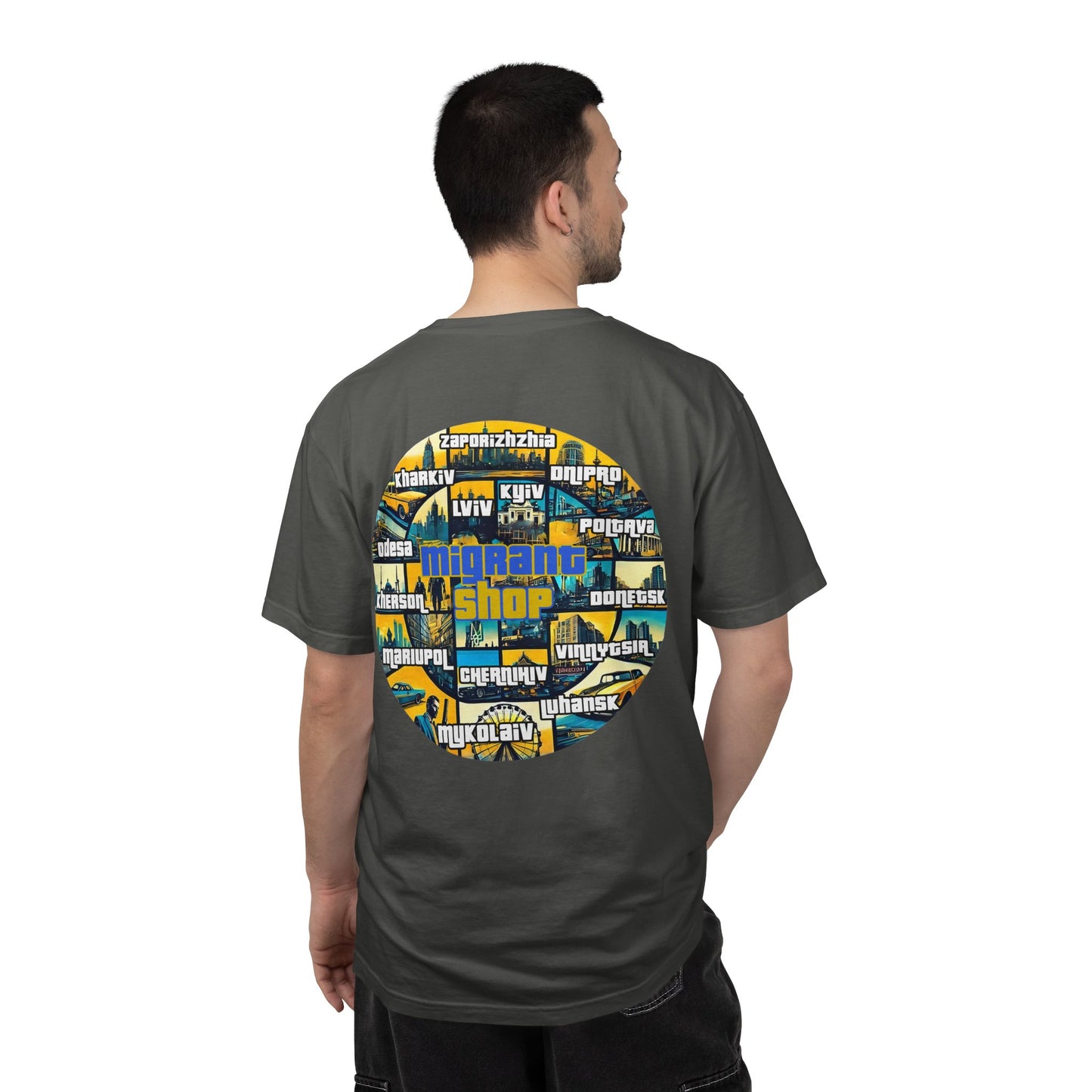 Ukraine Cities Circle T-Shirt — Patriotic Map Design