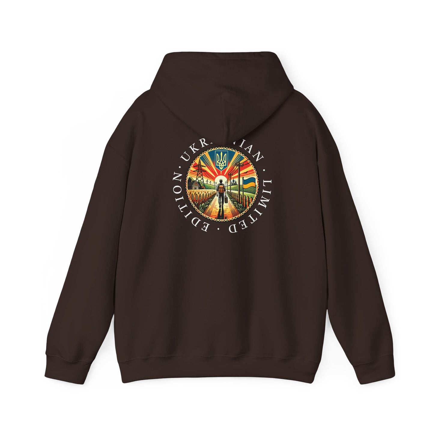 Ukraine Limited Edition Hoodie — Ukrainian Emblem Retro Sunset Design