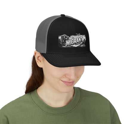 Trucker Cap — 'Migrant Shop' Vintage Travel Logo Snapback