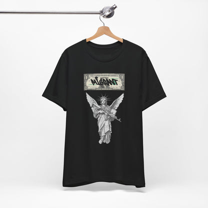 Statue of Liberty Angel Tee — 'MIGRANTS' Dollar Graphic Short Sleeve