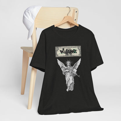 Statue of Liberty Angel Tee — 'MIGRANTS' Dollar Graphic Short Sleeve
