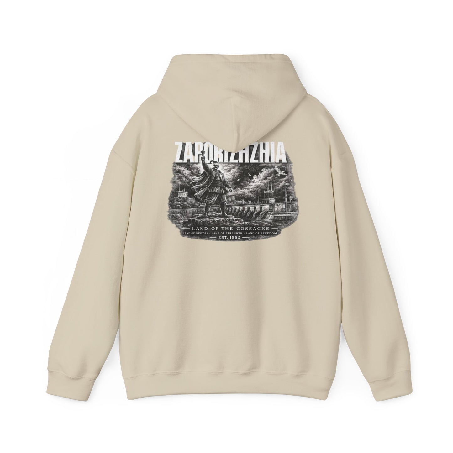 Zaporizhzhia Hoodie – Vintage Cityscape War Relief Design