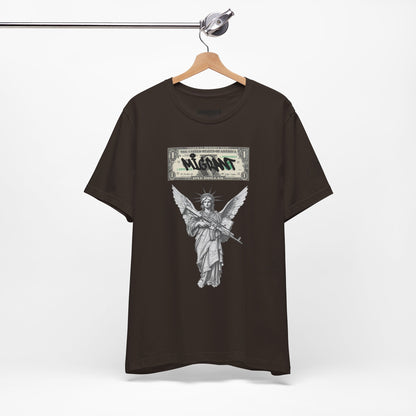 Statue of Liberty Angel Tee — 'MIGRANTS' Dollar Graphic Short Sleeve