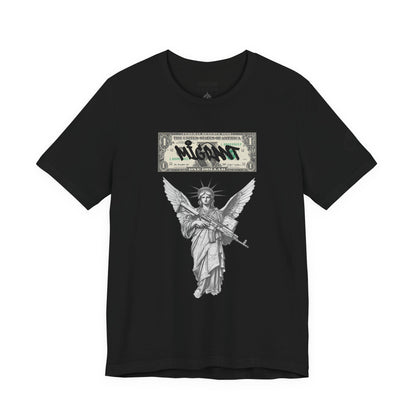 Statue of Liberty Angel Tee — 'MIGRANTS' Dollar Graphic Short Sleeve