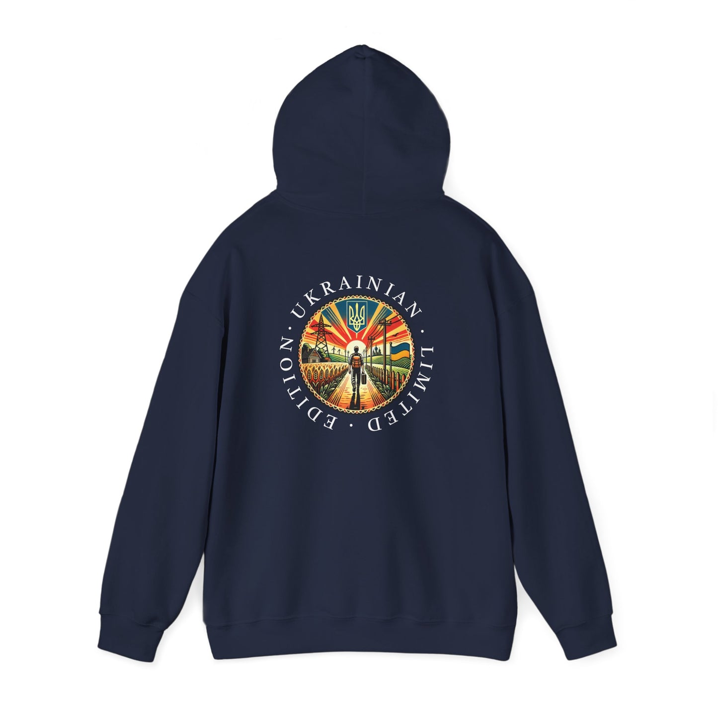 Ukraine Limited Edition Hoodie — Ukrainian Emblem Retro Sunset Design